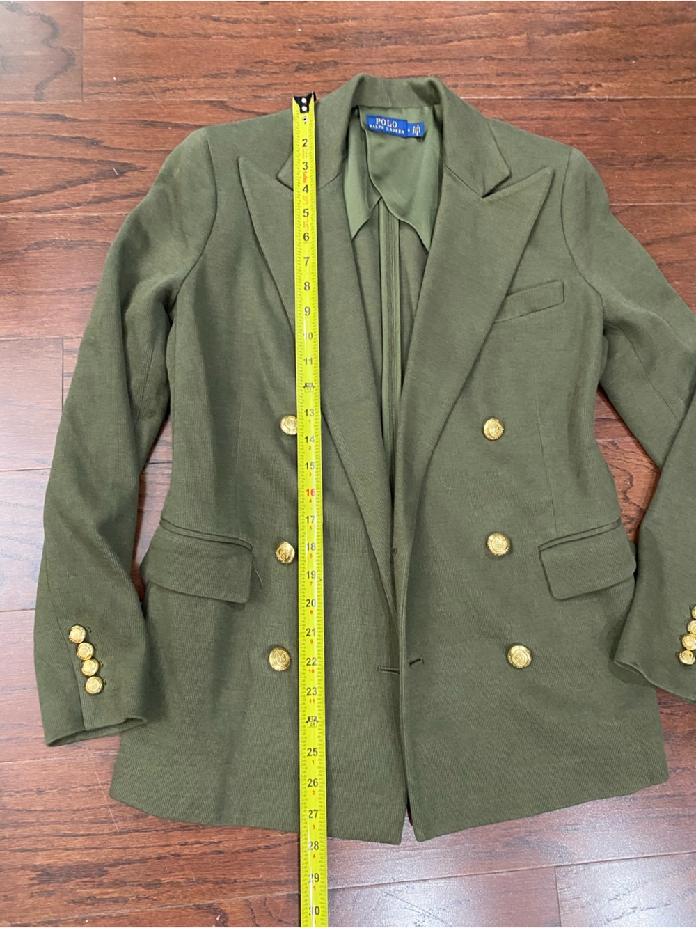 Lauren Ralph Lauren Knit Blazer Jacket Gold Button Army Green Women Size 4 - Picture 4 of 7